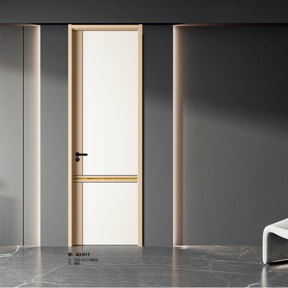 凱洛豪木門XQ-017淺茶+衫白+鏡面金